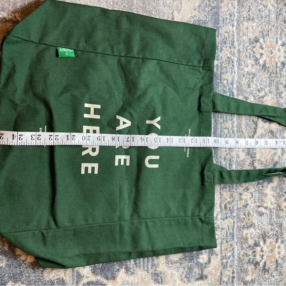 Green Tote Bag with 'You Are Here' Print - Picture 2 of 4